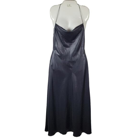 Zara Slip Satin Backless Black Cowl Neck Cocktail Evening Dress New With Tag - Picture 2 of 14